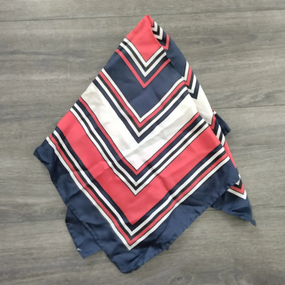 Hudson's Vintage 100% Silk Made in Italy Navy Red White Square Scarf Nautical